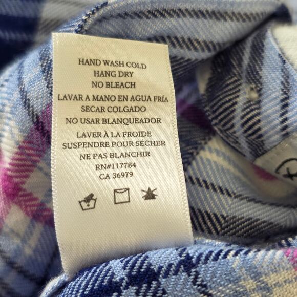 Rails Hunter Plaid Button Down Shirt White Blue Pink Women Size M Long Sleeve - Picture 12 of 12